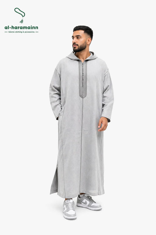Morrocan Djellaba Premium Wool (Light Grey)