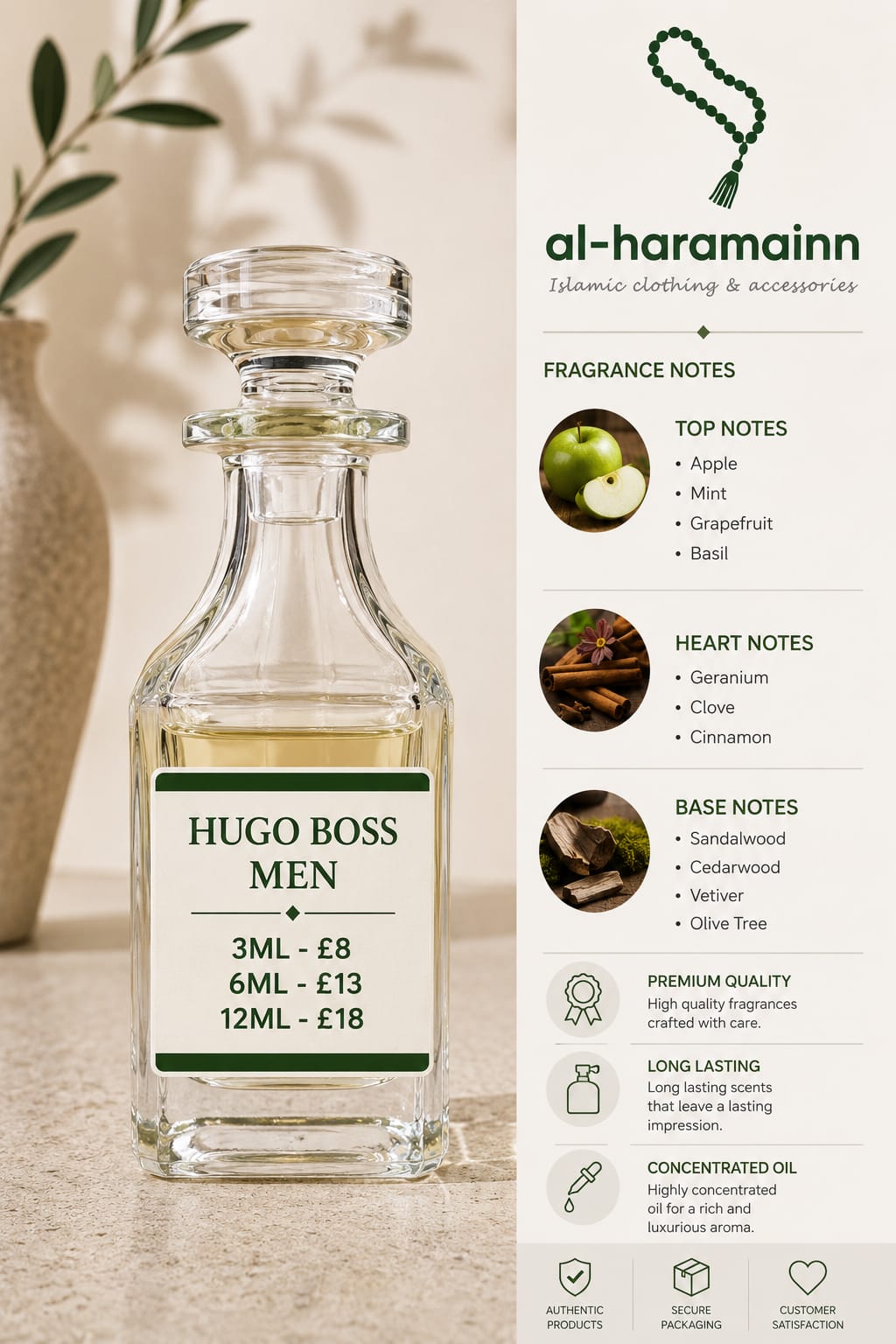 HUGO BOSS MEN Premium Attar Collection | 3ML | 6ML | 12ML