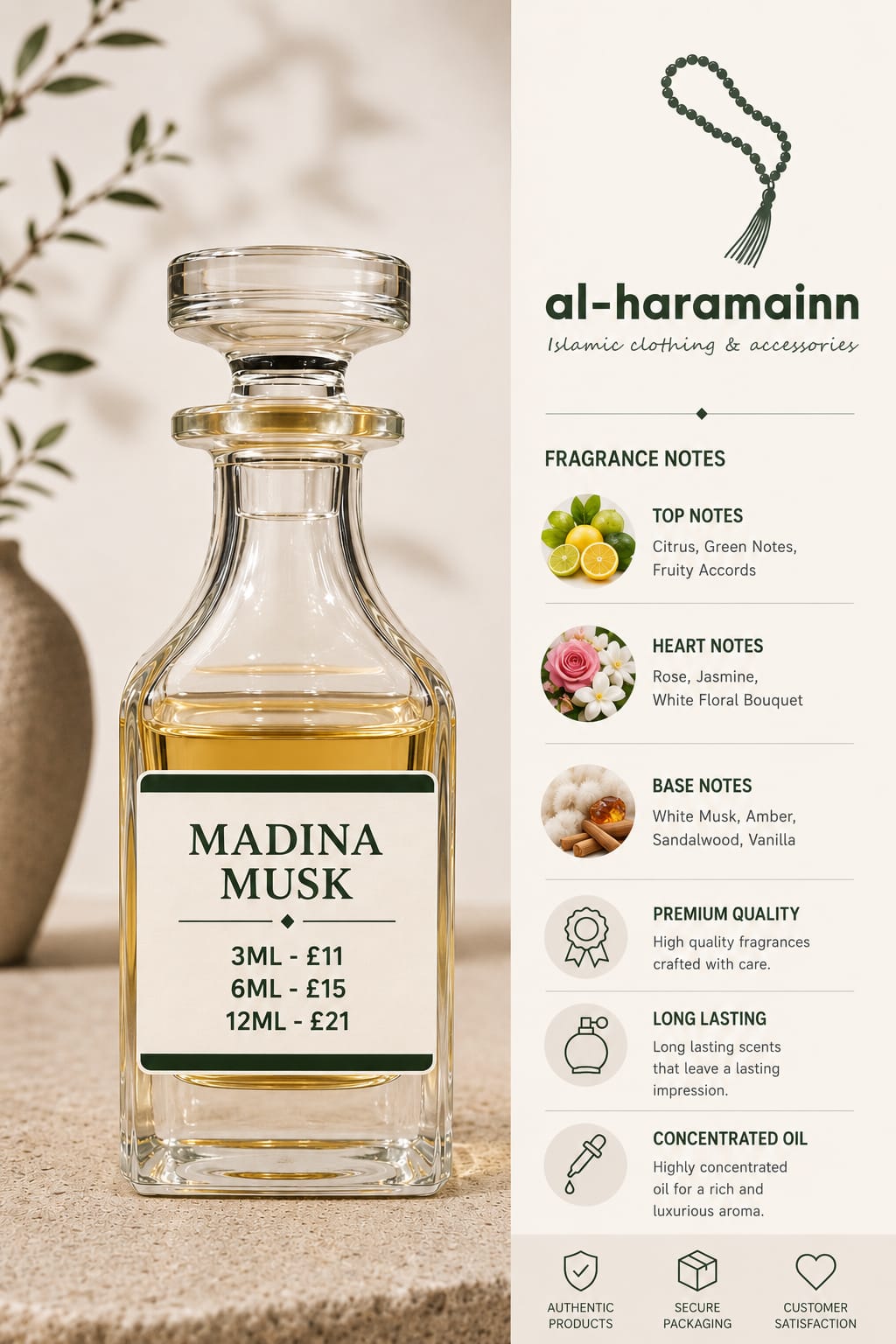 MADINA MUSK Premium Attar Collection | 3ML | 6ML | 12ML