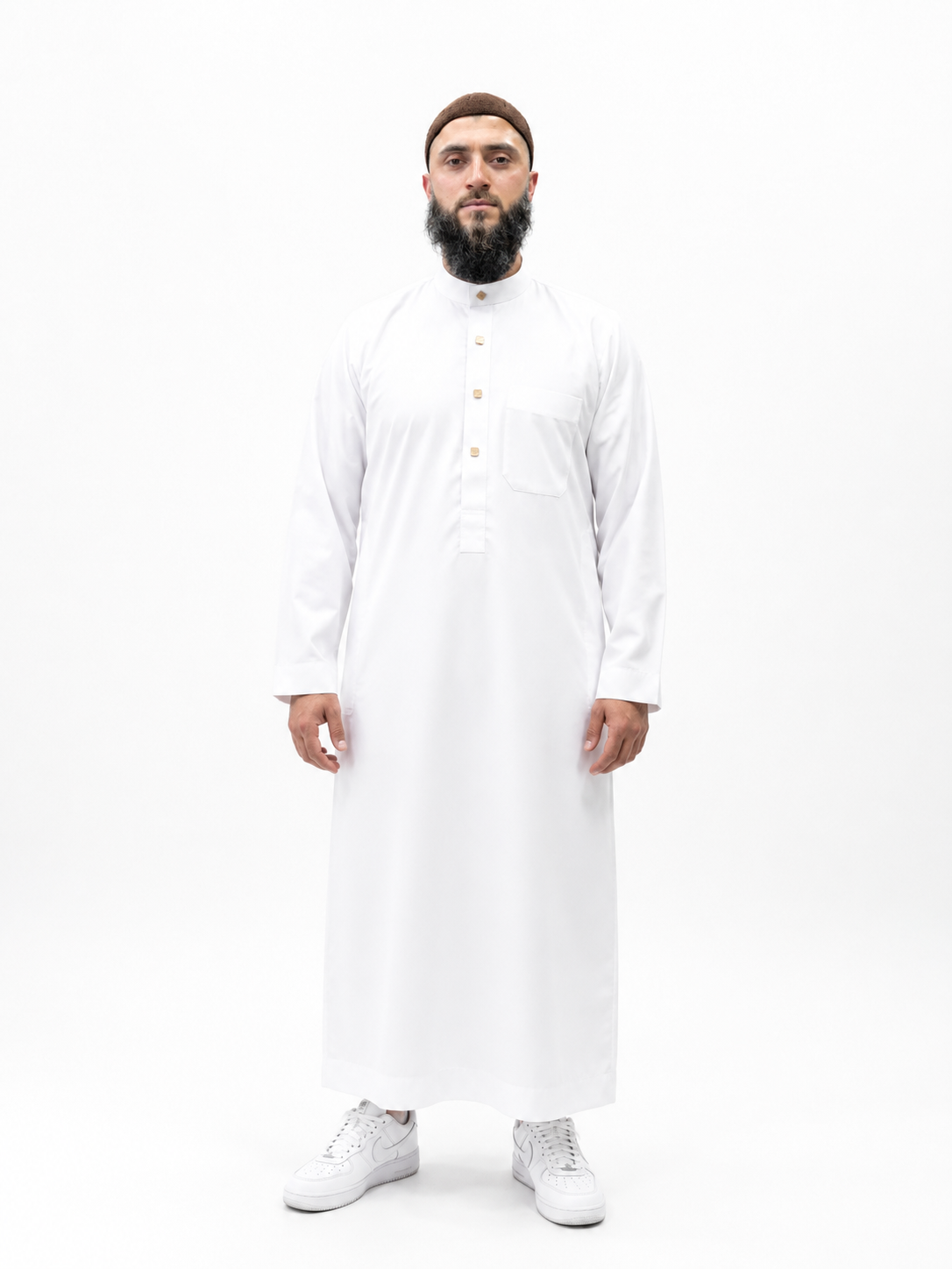 White Collar Daffah Saudi Thobe / Jubbah