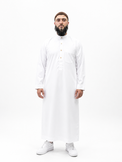 White Collar Daffah Saudi Thobe / Jubbah