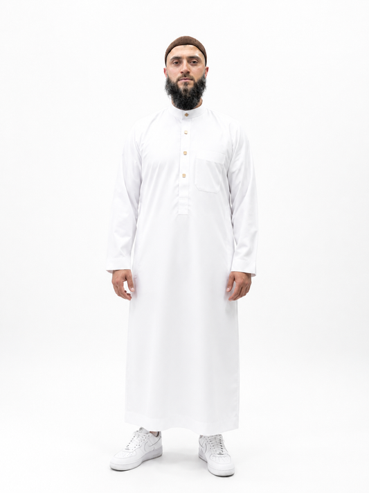 White Collar Daffah Saudi Thobe / Jubbah