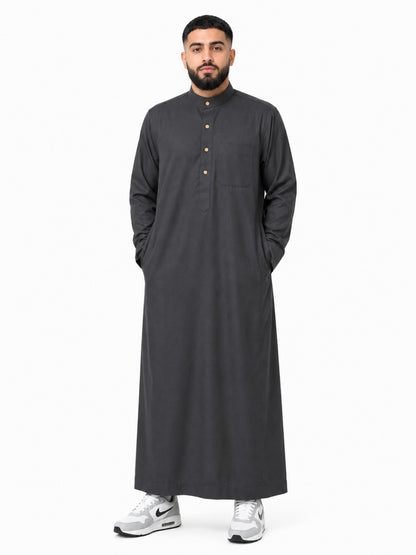 Black Collar Daffah Saudi Thobe / Jubbah