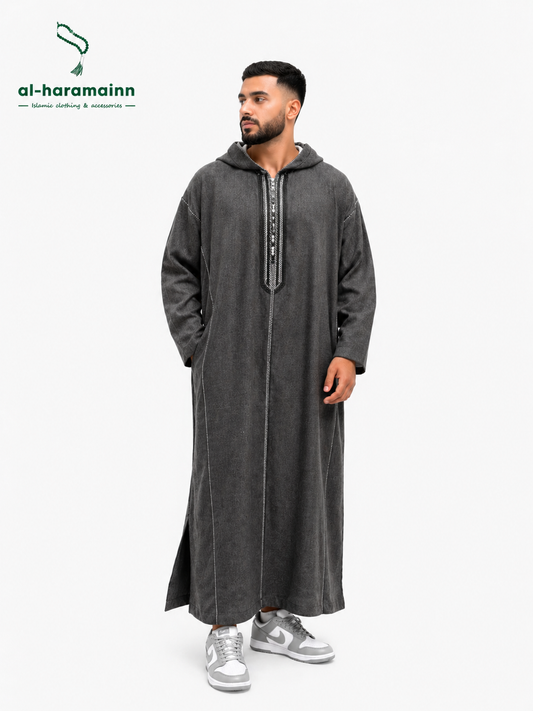 Morrocan Djellaba Premium Wool (Dark Grey)