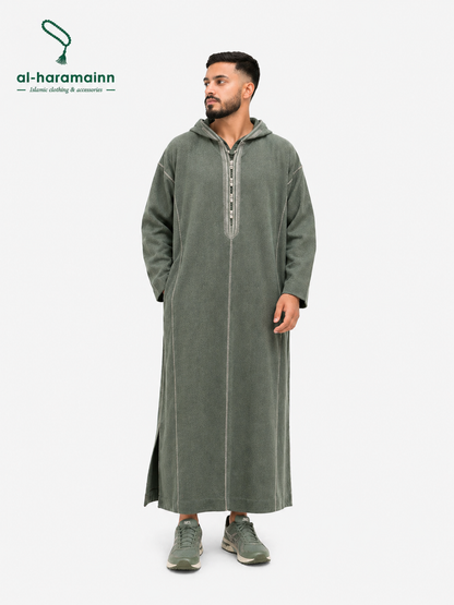 Morrocan Djellaba Premium Wool (Green Suede)