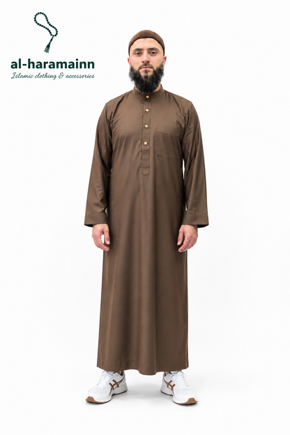 Brown Collar Daffah Saudi Thobe / Jubbah